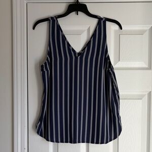 Old Navy Women's Navy and White Striped Tank Top